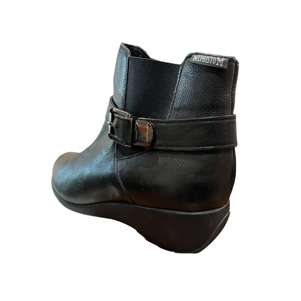 Mephisto Air-Jet Women's Black Leather Wedge Ankle Boots  Size 6  Office Casual - Picture 5 of 8